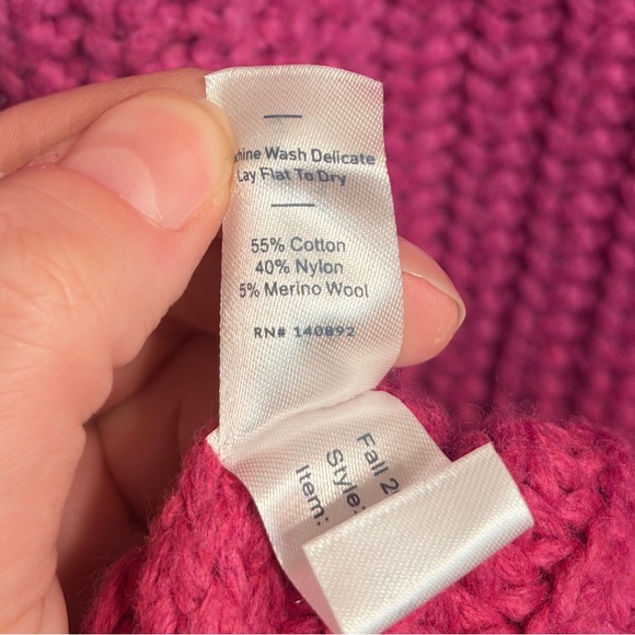 Marine Layer Thick Knit Wool Blend Oversized Crewneck Sweater in Rose Violet - M - Picture 4 of 7